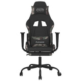 Massage Gaming Chair with Footrest Black and Camouflage Fabric - Side View
