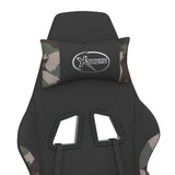 Massage Gaming Chair with Footrest Black and Camouflage Fabric - Close-Up Angle