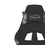 Massage Gaming Chair with Footrest Black and Camouflage Fabric - Low Angle