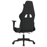 Massage Gaming Chair with Footrest Black and White Fabric - 45-Degree Angle