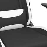 Massage Gaming Chair with Footrest Black and White Fabric - Close-Up Angle