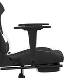 Massage Gaming Chair with Footrest Black and White Fabric - Extra Image