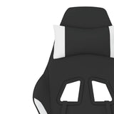 Massage Gaming Chair with Footrest Black and White Fabric - Extra Image