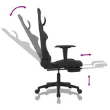 Massage Gaming Chair with Footrest Black and White Fabric - Extra Image