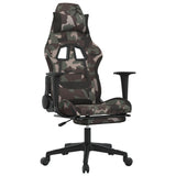 Massage Gaming Chair with Footrest Black and Camouflage Fabric - Front View