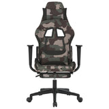Massage Gaming Chair with Footrest Black and Camouflage Fabric - Side View