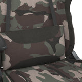 Massage Gaming Chair with Footrest Black and Camouflage Fabric - Close-Up Angle
