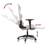 Massage Gaming Chair with Footrest White&Pink Faux Leather - Close-Up Angle