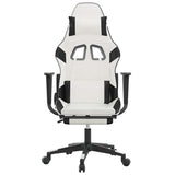 Massage Gaming Chair with Footrest White&Black Faux Leather - Top-Down View