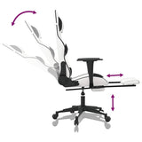Massage Gaming Chair with Footrest White&Black Faux Leather - Close-Up Angle