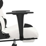 Massage Gaming Chair with Footrest White&Black Faux Leather
