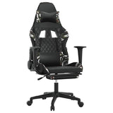 Massage Gaming Chair with Footrest Black&Camouflage Faux Leather