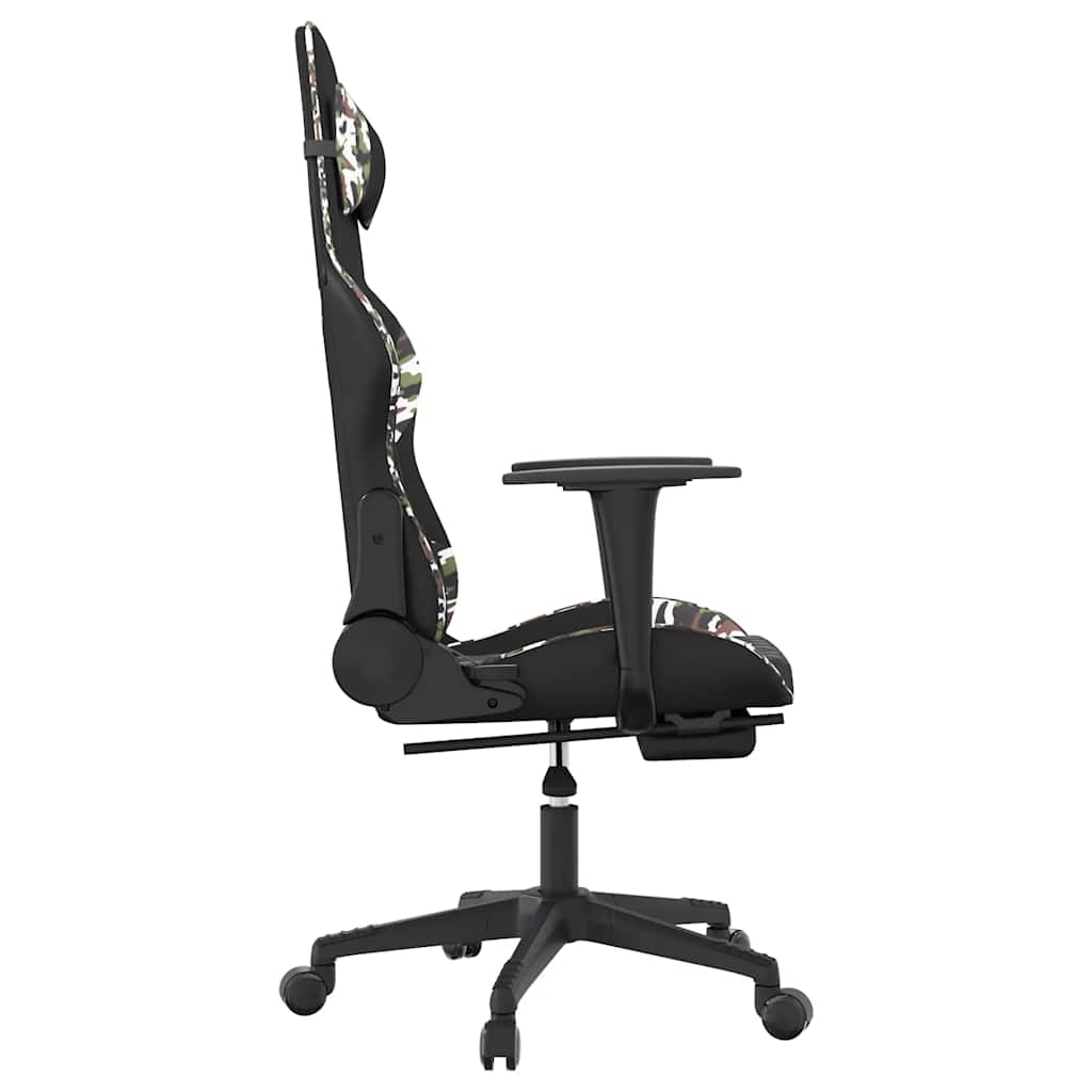 Massage Gaming Chair with Footrest Black&Camouflage Faux Leather