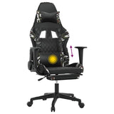 Massage Gaming Chair with Footrest Black&Camouflage Faux Leather