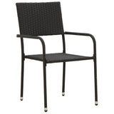3 Piece Outdoor Dining Set Poly Rattan Black - Top-Down View