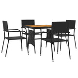 5 Piece Outdoor Dining Set Poly Rattan Black - Side View