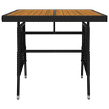 5 Piece Outdoor Dining Set Poly Rattan Black - Close-Up Angle