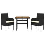 3 Piece Outdoor Dining Set Poly Rattan Black