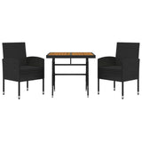 3 Piece Outdoor Dining Set Poly Rattan Black