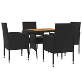 5 Piece Outdoor Dining Set Poly Rattan Black - Side View