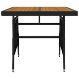 5 Piece Outdoor Dining Set Poly Rattan Black - Close-Up Angle