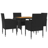 5 Piece Outdoor Dining Set Poly Rattan Black - Side View