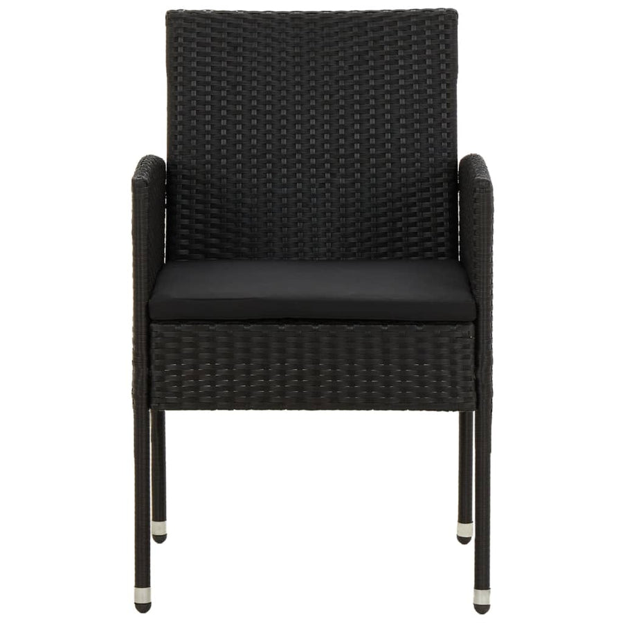 5 Piece Outdoor Dining Set Poly Rattan Black
