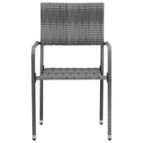 3 Piece Outdoor Dining Set Poly Rattan Grey - 45-Degree Angle