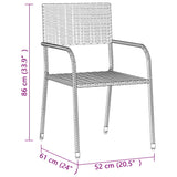 3 Piece Outdoor Dining Set Poly Rattan Grey - Low Angle