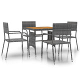 5 Piece Outdoor Dining Set Poly Rattan Grey - Front View