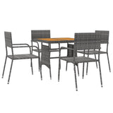 5 Piece Outdoor Dining Set Poly Rattan Grey - Side View