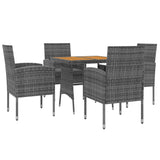 5 Piece Outdoor Dining Set Poly Rattan Grey - Side View
