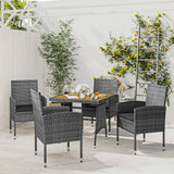 5 Piece Outdoor Dining Set Poly Rattan Grey