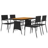 5 Piece Outdoor Dining Set Poly Rattan Black - Side View