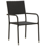5 Piece Outdoor Dining Set Poly Rattan Black