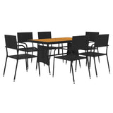 7 Piece Outdoor Dining Set Poly Rattan Black - Side View