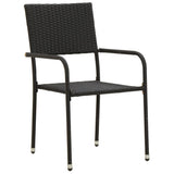 7 Piece Outdoor Dining Set Poly Rattan Black - Top-Down View