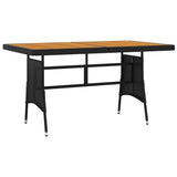 7 Piece Outdoor Dining Set Poly Rattan Black - Rear View