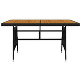 7 Piece Outdoor Dining Set Poly Rattan Black - Close-Up Angle
