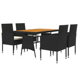 5 Piece Outdoor Dining Set Poly Rattan Black - Side View