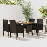 5 Piece Outdoor Dining Set Poly Rattan Black