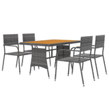 5 Piece Outdoor Dining Set Poly Rattan Grey - Side View