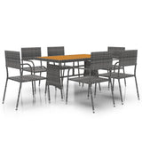7 Piece Outdoor Dining Set Poly Rattan Grey - Side View