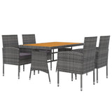 5 Piece Outdoor Dining Set Poly Rattan Grey - Side View