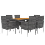7 Piece Outdoor Dining Set Poly Rattan Grey