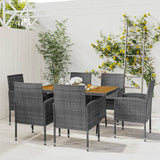 7 Piece Outdoor Dining Set Poly Rattan Grey