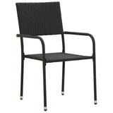 7 Piece Outdoor Dining Set Poly Rattan Black - Top-Down View
