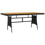 7 Piece Outdoor Dining Set Poly Rattan Black - Rear View