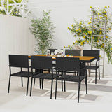 7 Piece Outdoor Dining Set Poly Rattan Black