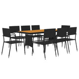 9 Piece Outdoor Dining Set Poly Rattan Black